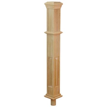 Oak Recessed Pegged Double Block Box Newel Post