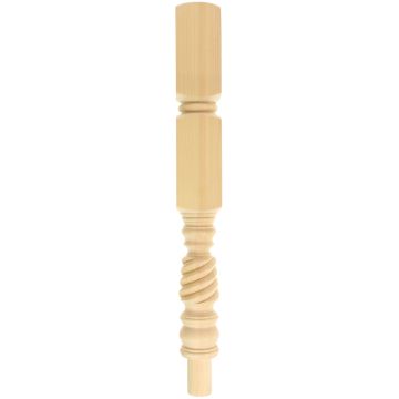 Pine Barley Twist Double Block Newel Post