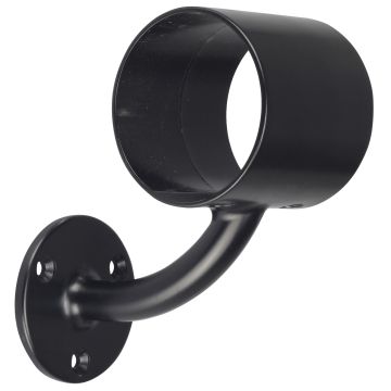 Forge Wall Mounted Mopstick Handrail Bracket - Black