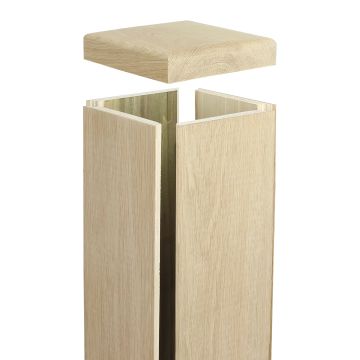 Oak Newel Post Cladding Kit + Cap 90mm