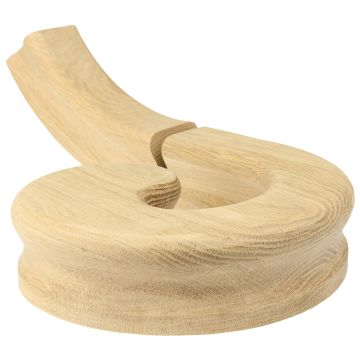 Oak Volute HR Handrail Left Hand Turn with Up Ramp