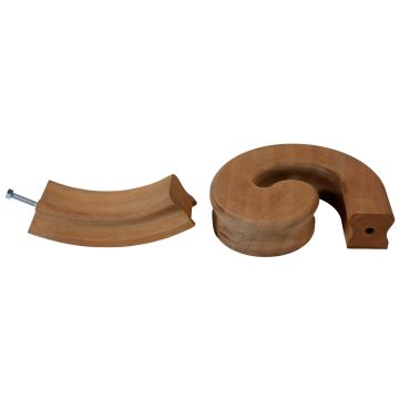 Dark Hardwood Right Hand Volute Handrail with up Ramp 