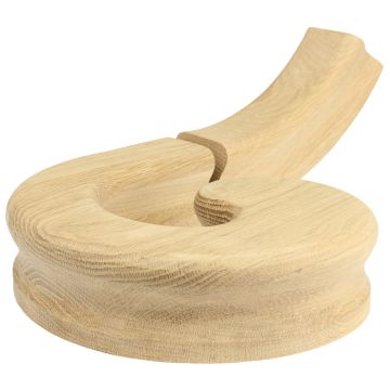 Oak HR Handrail Right Hand Volute with Up Ramp