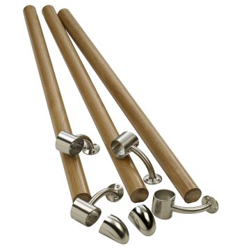 Fusion White Oak with Brushed Nickel Connectors Handrail Kit