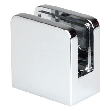 Square Chrome Bracket / Clamp for 10mm Glass (Ind)