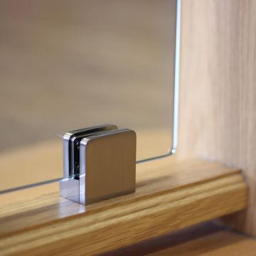 Square Nickel Bracket / Clamp for 10mm Glass (Ind)