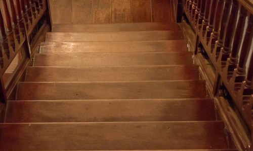 Polished wooden staircase