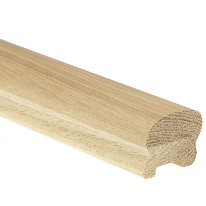 Oak cottage loaf handrail 2.4mtr 32mm groove with infill